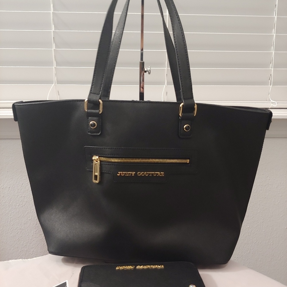 Juicy Couture tote bag & wallet. Black gold blue